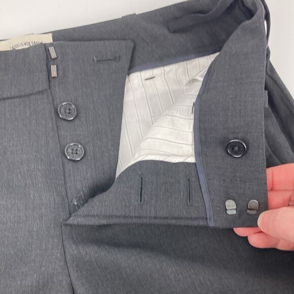 Zadig & Voltaire Womens Gray Wool Cropped Flat Front Dress Pants 34 US Size XS - Picture 6 of 16